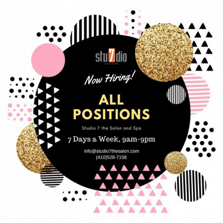 Studio 7 the Salon and Spa is now hiring!
